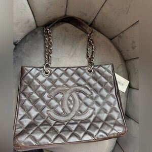 CHANEL Caviar Grand Shopping Tote GST Dark Brown
